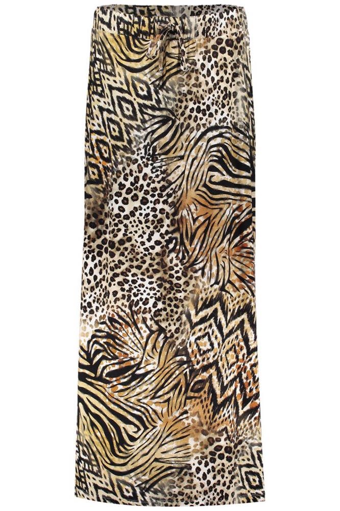 ISA JERSEY MAXI ROK MET PRINT 56352 60 000775 BROWN/BLACK